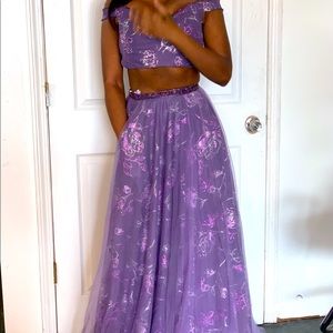 Ellie Wilde 2pc Lavender Dress. With pockets and bustle.